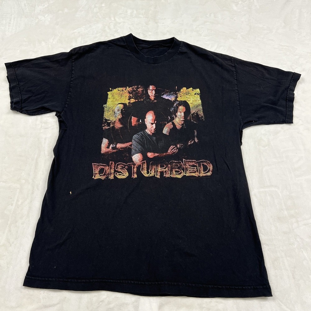 Disturbed Band T-Shirt Mens XL Black Madness Is The Gift Distressed Y2K Tee